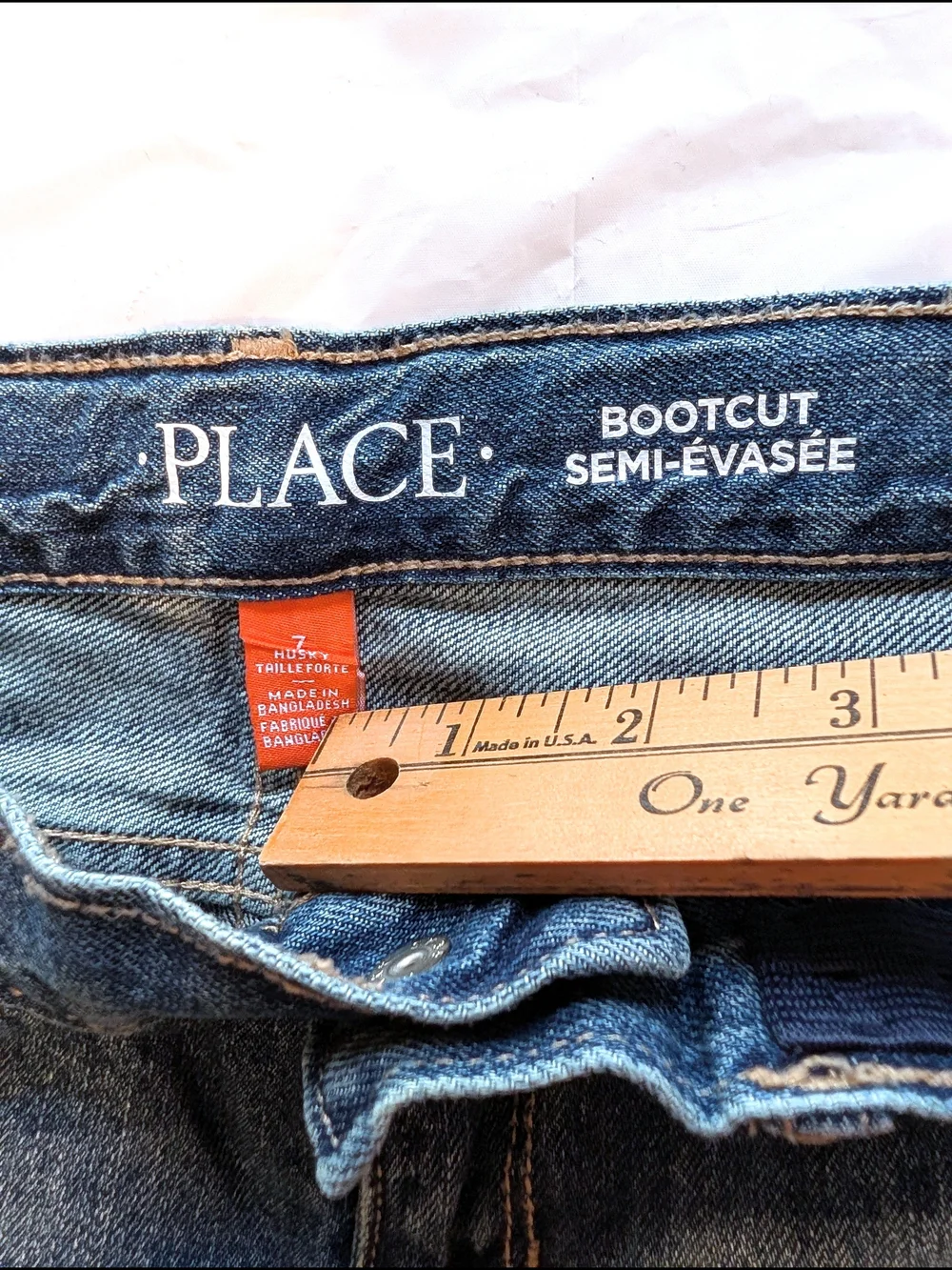 The Children's Place Boy 7 Husky Bootcut Jeans Med Wash Denim adjustable waist